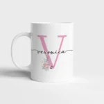 Mug Floreale Personalizzata con Nome e Iniziali