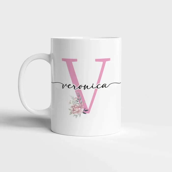 Mug Floreale Personalizzata con Nome e Iniziali