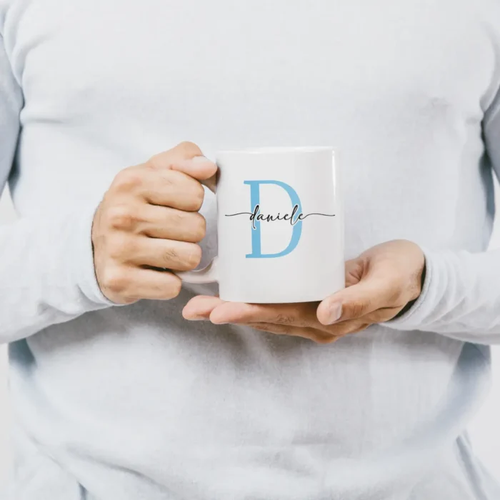 Tazza con iniziale e nome personalizzata Mug Personalizzata con Nome e Iniziali bianca