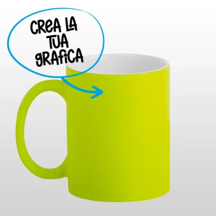 Mug colorata, giallo fluorescente con stampa personalizzata