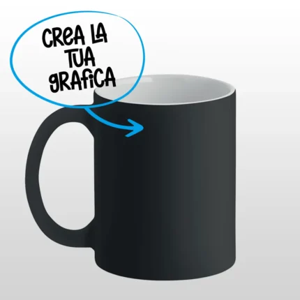 Tazza nera magica personalizzata con foto o frase
