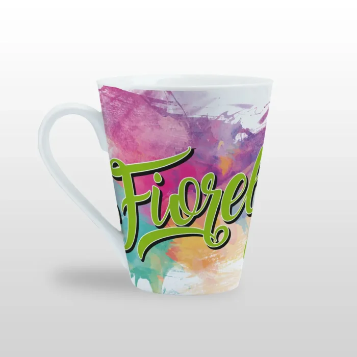 esempio-di-tazza-conica-personalizzata-con-nome Tazza conica in ceramica bianca per thè o colazione