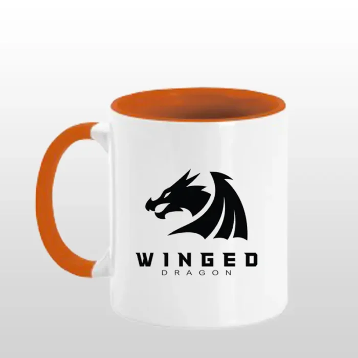 tazza con manico e interno colorato arancione