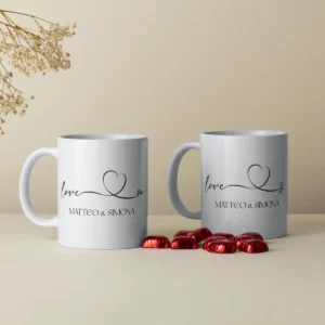 mug personalizzata di coppia love con iniziali