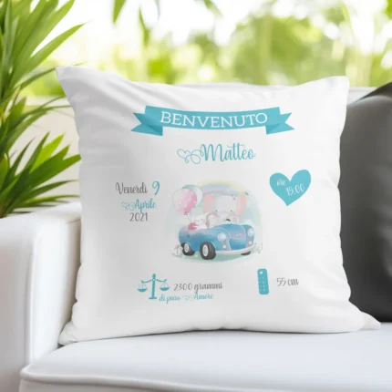Cuscino nascita bambino personalizzato