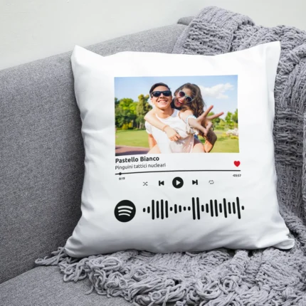 cuscino con stampa personalizzata con codice spotify