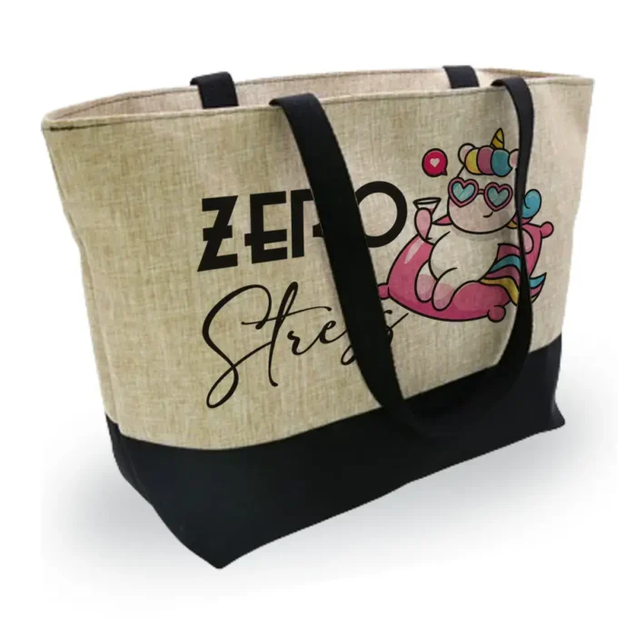 Borsa mare in juta "Zero Stress" Unicorno - immagine 3