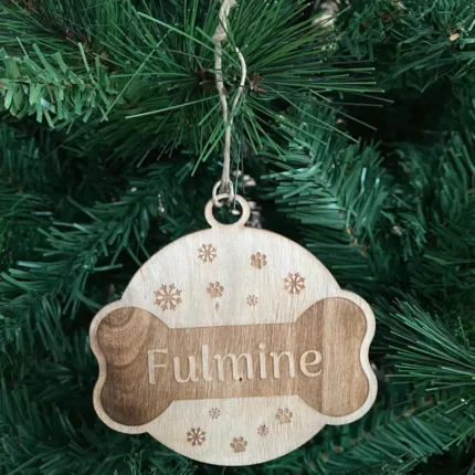 Pallina in legno con osso e nome personalizzato del proprio cucciolo