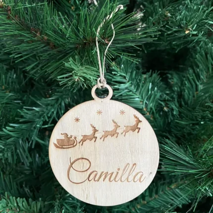 Pallina di Natale Slitta personalizzata con nome inciso