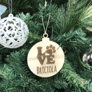Pallina in legno love zampa con nome
