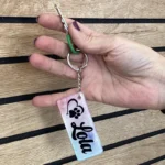 Portachiavi in plexiglass trasparente stampato a colori per amici 4 zampe personalizzato