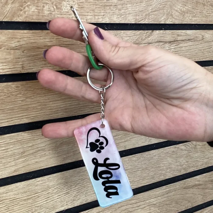 Portachiavi in plexiglass trasparente stampato a colori per amici 4 zampe personalizzato Portachiavi in plexiglass trasparente stampato a colori per amici 4 zampe personalizzato