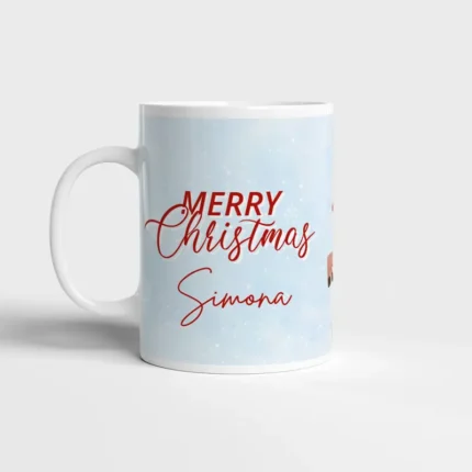 Tazza personalizzata merry christmas slitta con nome