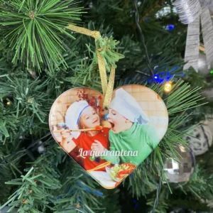 Addobbo natalizio cuore in plexiglass personalizzato con foto