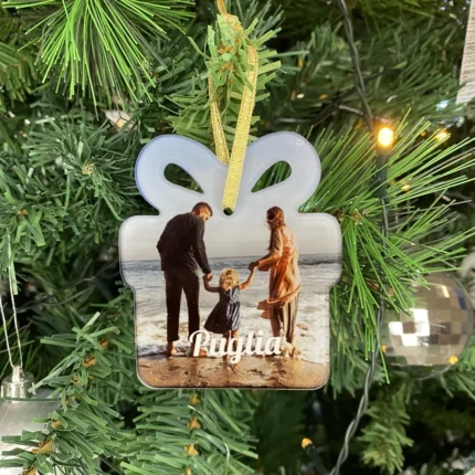 Decorazione Natalizia pacco regalo in plexiglass personalizzato con foto
