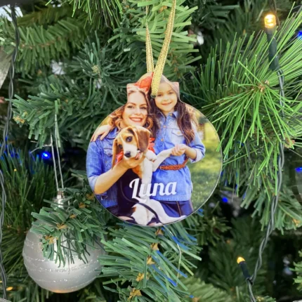 Ornamento Di Natale Personalizzato 2024 | Foto E Testo Su Ceramica O Legno | Ricordo Per Albero Con Corda Inclusa