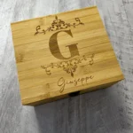 Set da whisky con cofanetto di bambù con iniziale nome personalizzato