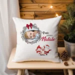 Cuscino il mio primo natale con foto e decori natalizi