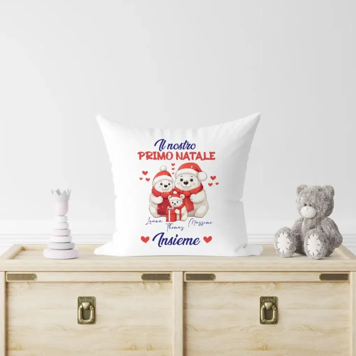 Cuscino personalizzato il nostro primo natale insieme con nomi