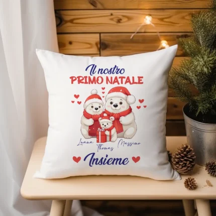 Cuscino personalizzato il nostro primo natale insieme con nomi
