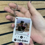 Portachiavi in plexiglass personalizzato stampato con foto e codice spotify