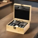 Cassettina in legno con set whisky