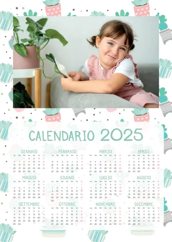 Calendario annuale A3 monopagina Cactus