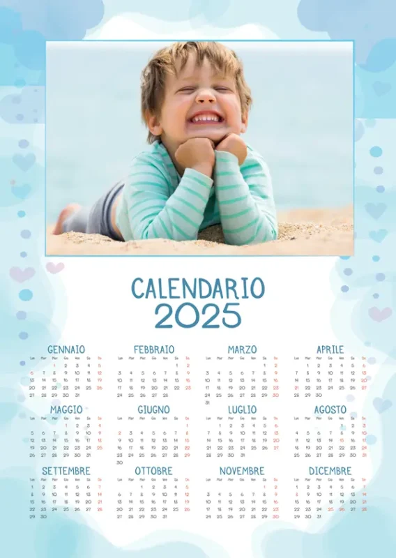 Calendario annuale A3 monopagina Cloud