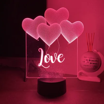 Lampada a led 3d personalizzata Love
