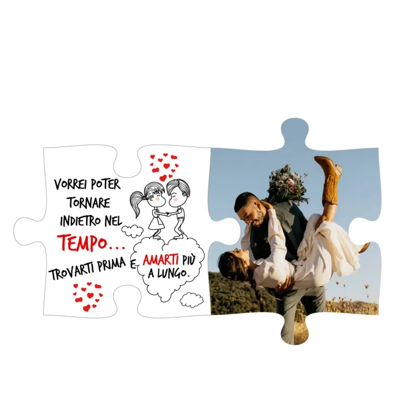 2 Puzzle in legno con stampa personalizzata per san Valentino