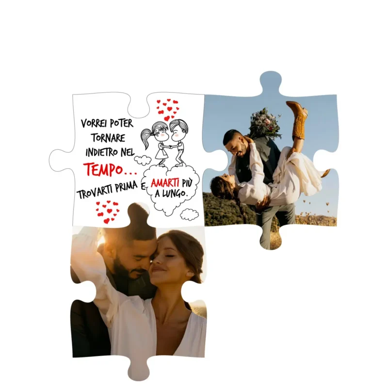 3 Puzzle in legno con stampa personalizzata per san Valentino