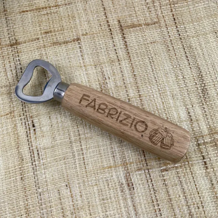 Apribottiglie personalizzato con manico in legno inciso con nome idea regalo festa del papà Apribottiglie personalizzato con manico in legno inciso con nome idea regalo festa del papà