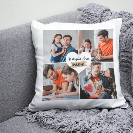 Cuscino personalizzato con foto e scritta ti voglio bene papà