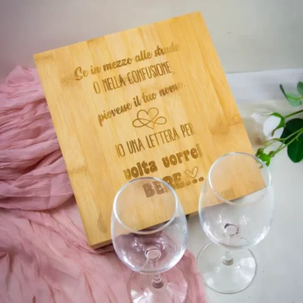 Cassettina in Legno con bicchieri da vino