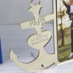 cornice in plexiglass con foto con forma ancora festa del papà oro