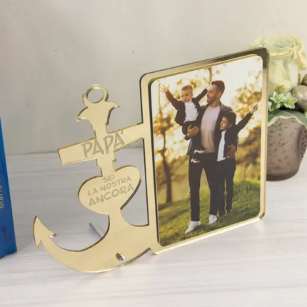 Cornice personalizzata a forma di ancora con foto e dedica