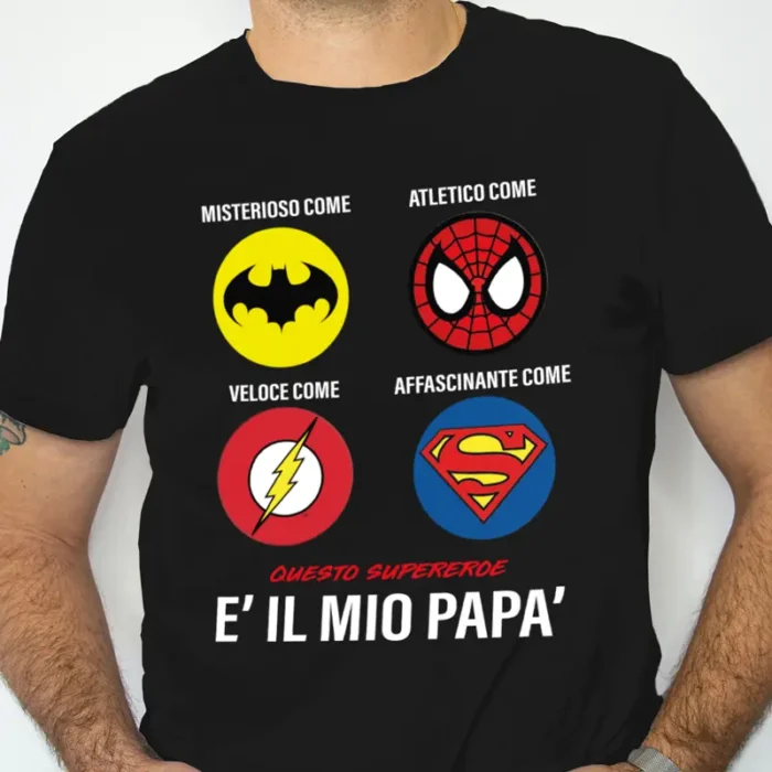 tshirt divertente super eroi festa del papà Tshirt divertente super eroi festa del papà