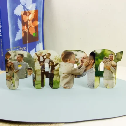 Scritta papà in plexiglass con foto personalizzato - idea regalo festa del papà