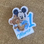 calamita baby topolino con numero personalizzata con nome in plexiglass trasparente