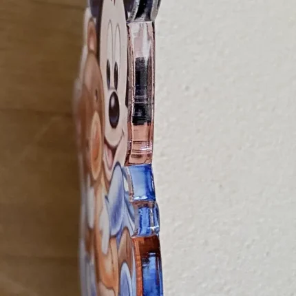 calamita baby topolino personalizzata con nome in plexiglass e legno laterale