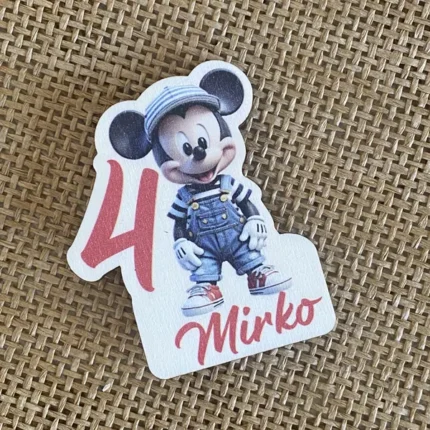 calamita topolino con nome numero personalizzata in legno