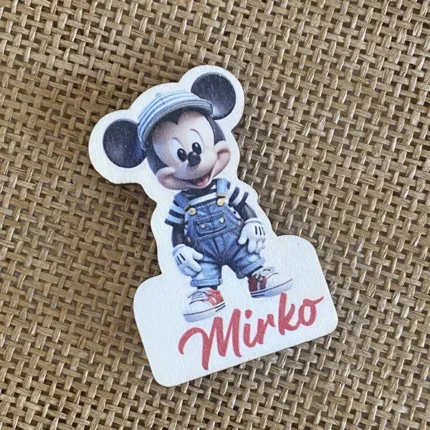 calamita topolino personalizzata con nome in legno