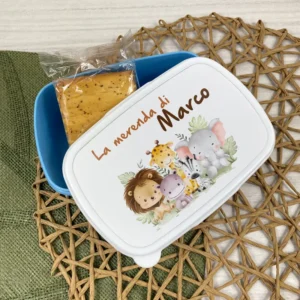Porta pranzo e merende Safari personalizzato con nome Porta pranzo e merende foresta personalizzabile con nome