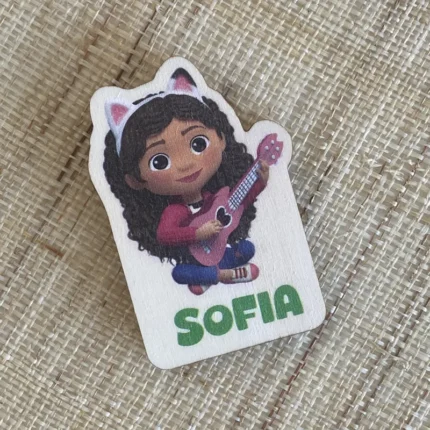 Calamita gabby personalizzata con nome in legno