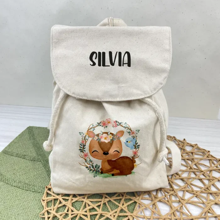 zainetto personalizzato scuola asilo nome cerbiatto
