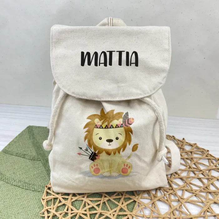 zainetto personalizzato scuola asilo nome leoncino