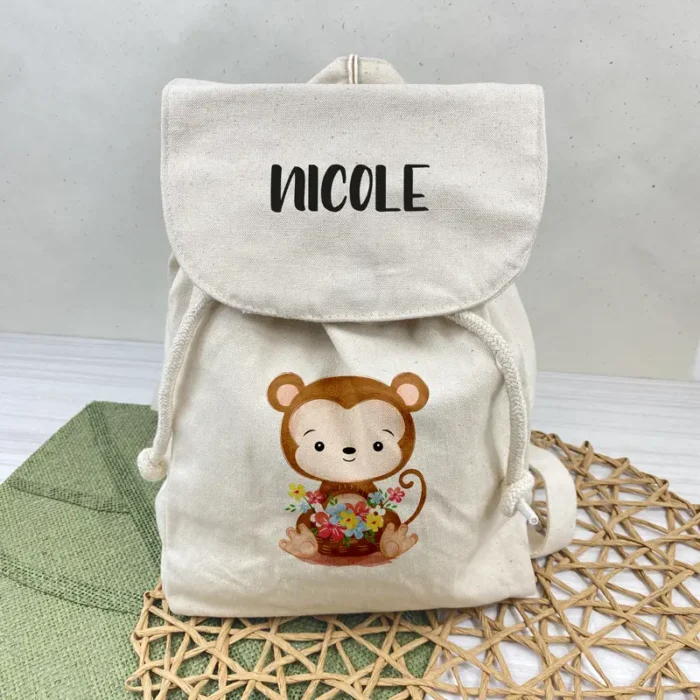 zainetto personalizzato scuola asilo nome scimmietta