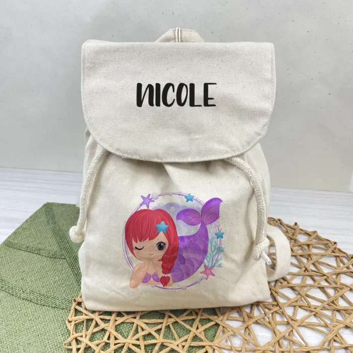 zainetto personalizzato scuola asilo nome sirenetta ariel