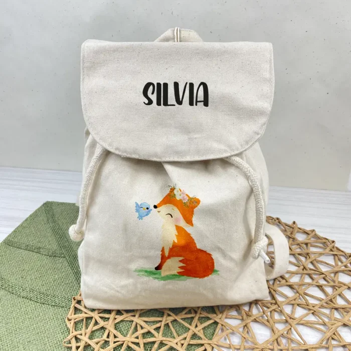 zainetto personalizzato scuola asilo nome volpe