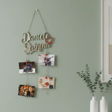 Portafoto nomi personalizzati in Legno con mollette